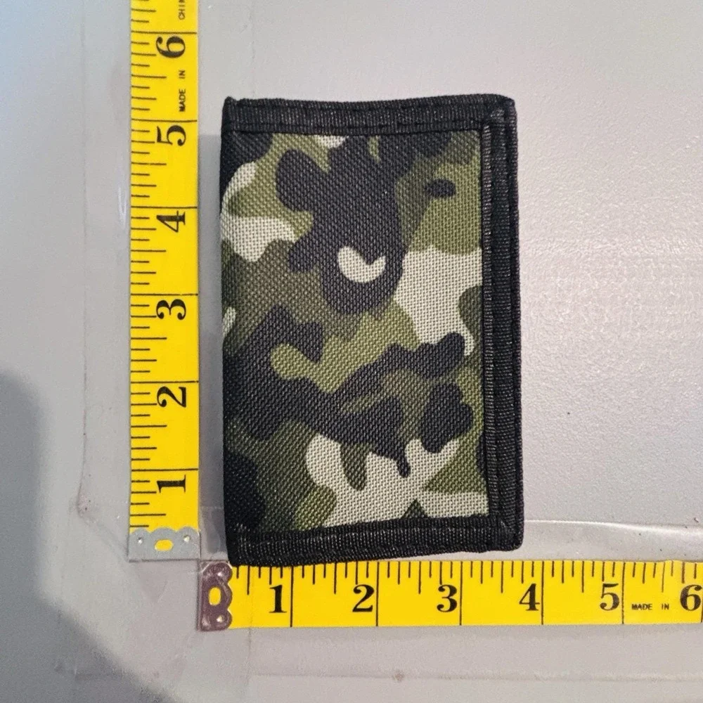 Camouflage Hook And Loop Tri-fold Wallet Zip ID Credit Card Keychain Men Boys